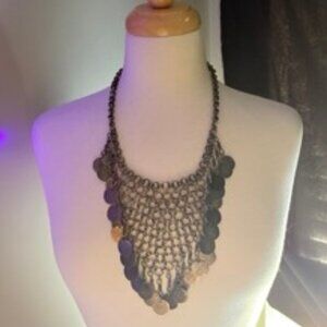 🦋 Chain Mail Necklace with Coins - Priestess Necklace - Belly Dance Jewelry